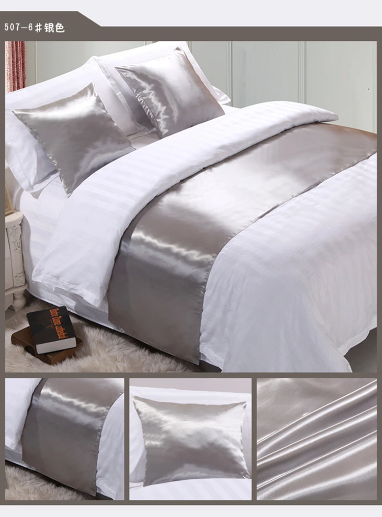 RAYUAN Silk and Satin Bedspreads Silk Fabrics Bed Runner Bedding Single Queen King Bed Cover Towel Home Hotel Decorations