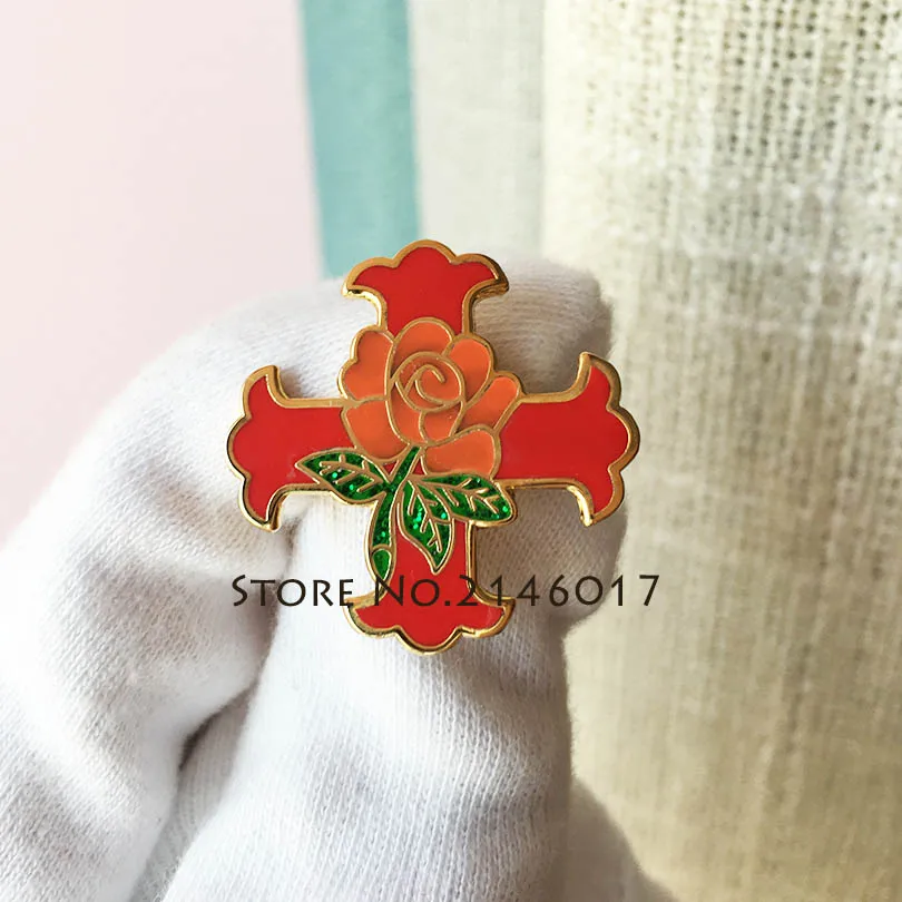 ПРОДВИЖЕНИЕ Значок Free Masons с эмалью, масонская булавка, рыцарская школа шотландского права, крест Константина, красная блестящая булавка-брошь.