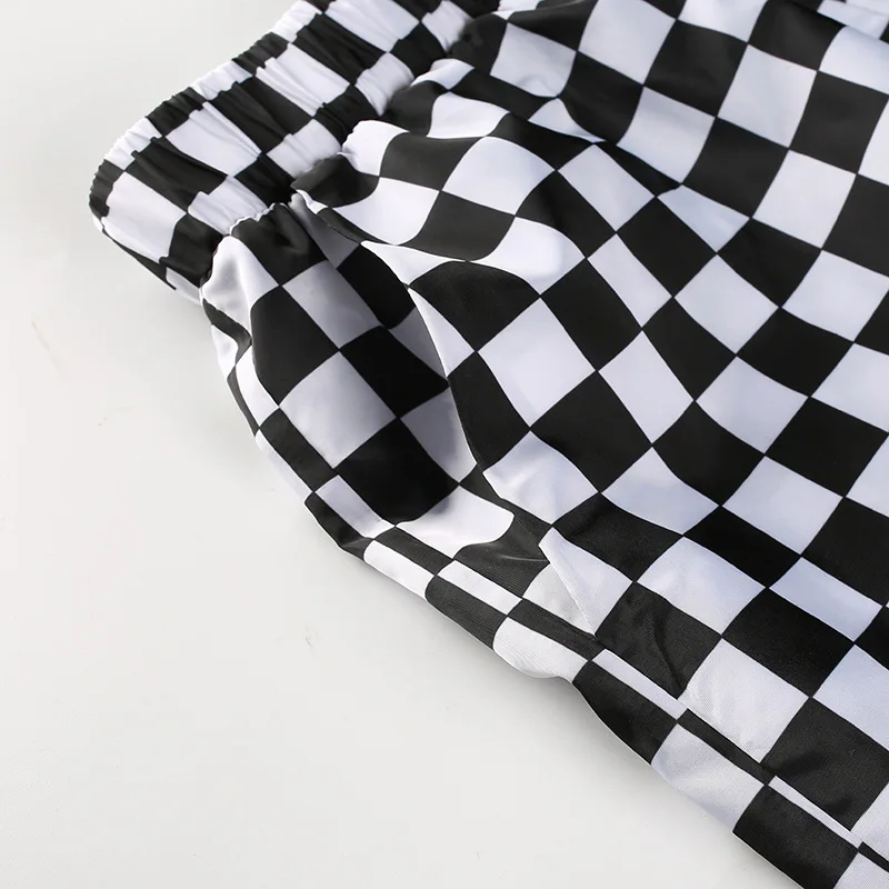 

2019 Fashion Women Plaid Pants Hip Hop High Waist Joggers Loose Pants Checkerboard Pantalon Elastic Waist Female Plaid Trousers
