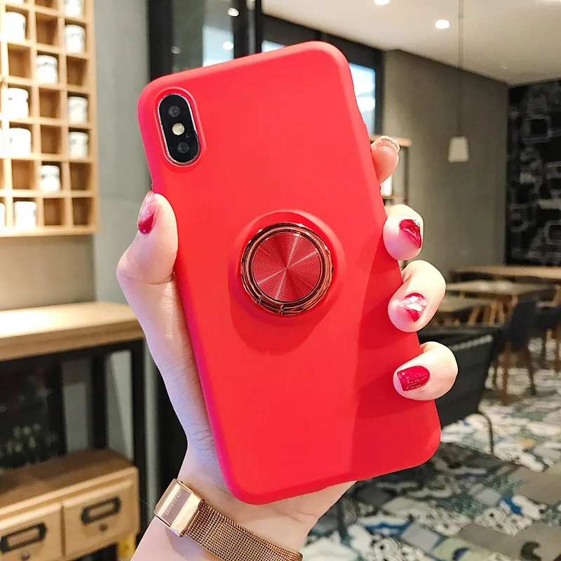 Для iPhone 7 8 6 6s Чехол жидкий силиконовый автомобильный чехол для телефона с кольцом