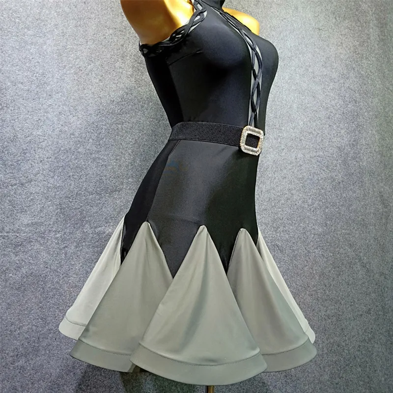 

New Latin Dance Dress Women Black Dress Ladies Tango Ballroom Flamengo Tango Modern Salsa Competitive Latin Dance Dress BL1298