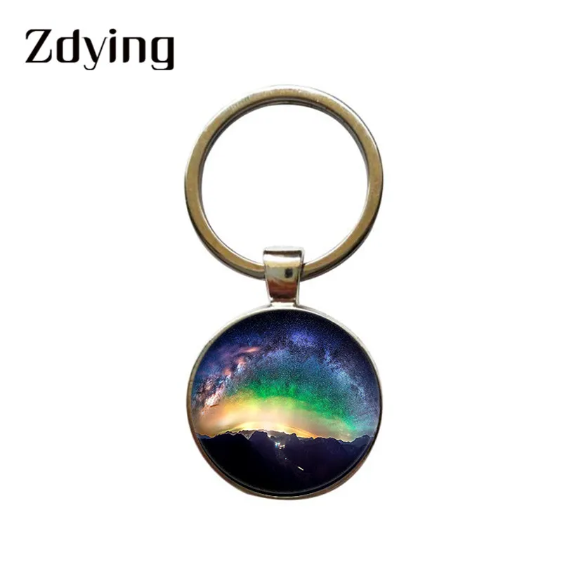 ZDYING Nebula брелок космические Звезды Луна шаблон стекло держатель цепочка