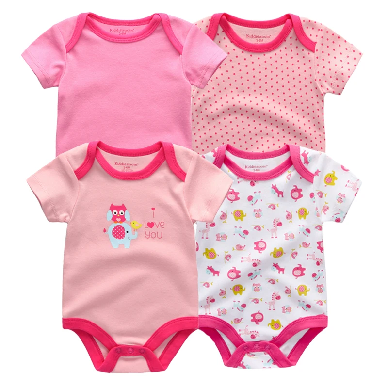 Летняя хлопковая одежда для новорожденных 4 шт./лот Roupas de bebe комбинезон с коротким