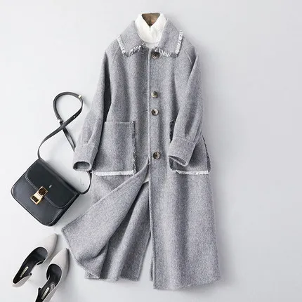 Gray Осенне-зимнее двухстороннее шерстяное пальто 10% Шерсть альпака 90% женская одежда натуральное меховое пальто Корейская винтажная овечья овчина - Цвет: Gray