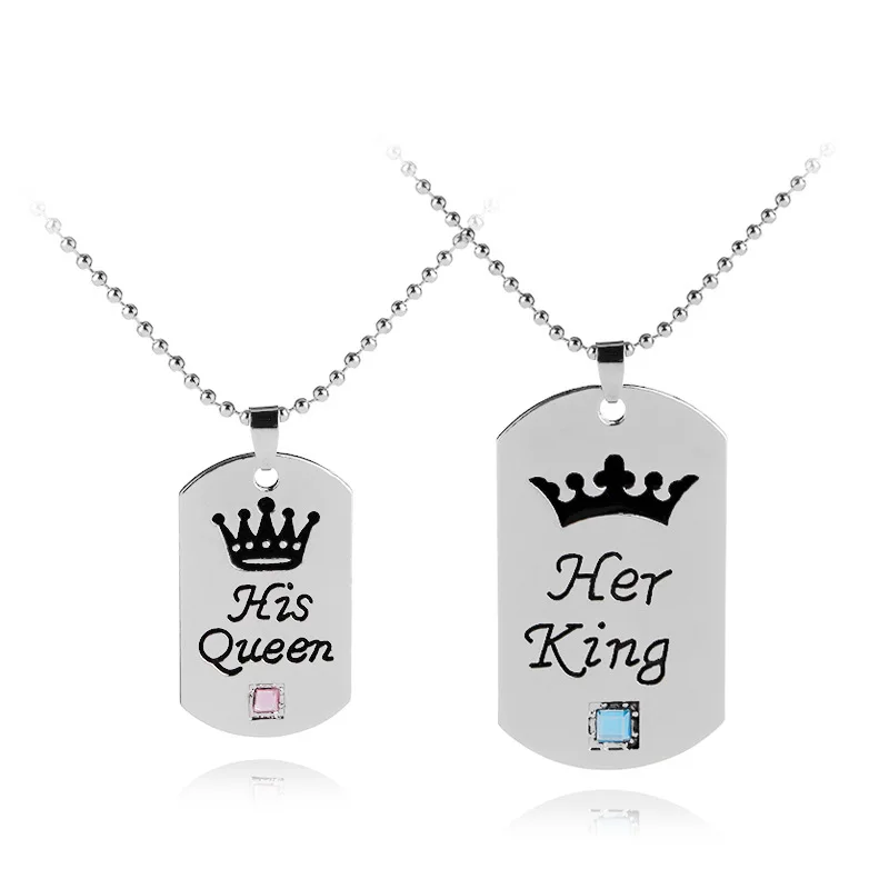 Новый ее король его ожерелье с надписью Queen Винтаж Черный цвет jewelry Корона себе