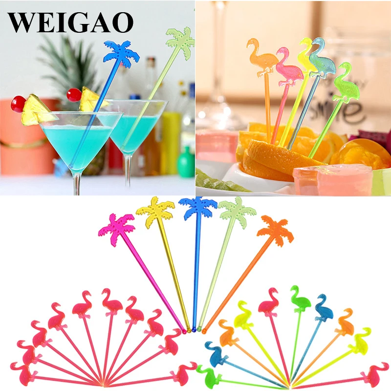 

WEIGAO Summer Juice Drink Stirrers Fruit Food Picks Hawaiian Beach Party Decor Cocktail Swizzle Sticks Drink Muddler for Party