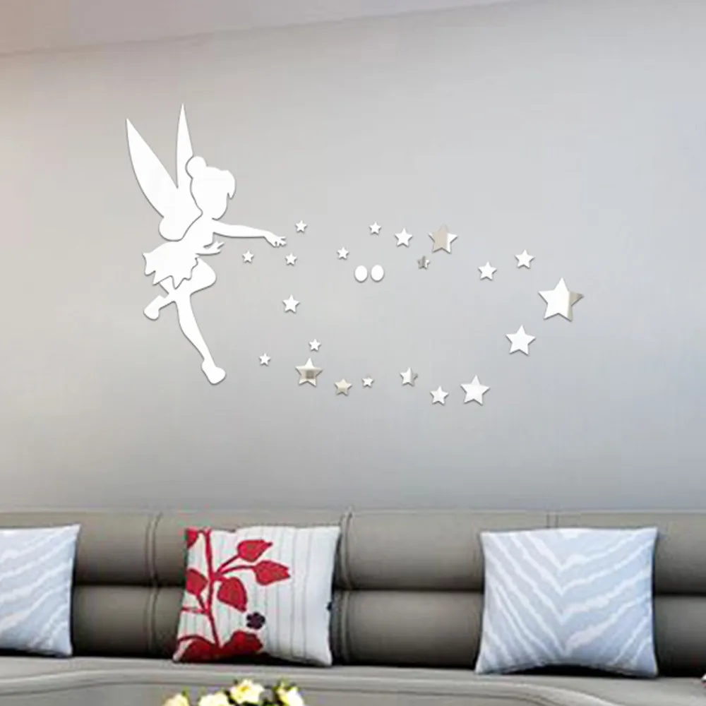 Прекрасный Ангел Блестящий Золотой Espelho зеркальный стикер лестница звезда