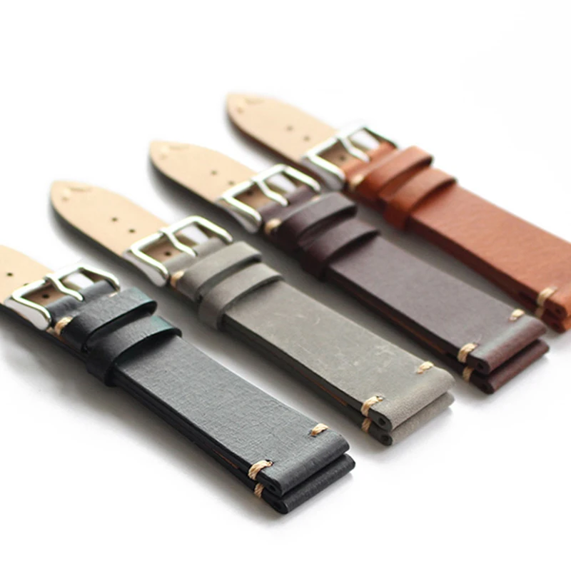 Ремешок ручной работы из натуральной кожи для часов Seiko Omega 18 19 20 21 22 мм|leather watch band