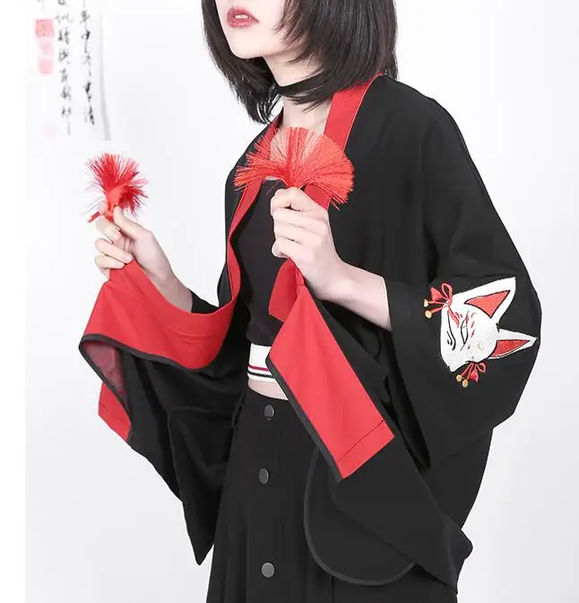 Женский кардиган с длинным рукавом кимоно вышивкой традиционные японские лето