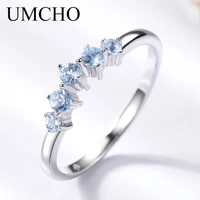 umcho genuine natural sky blue topaz ring for women 925 sterling silver engagement wedding stacking ring fine jewelry new gift