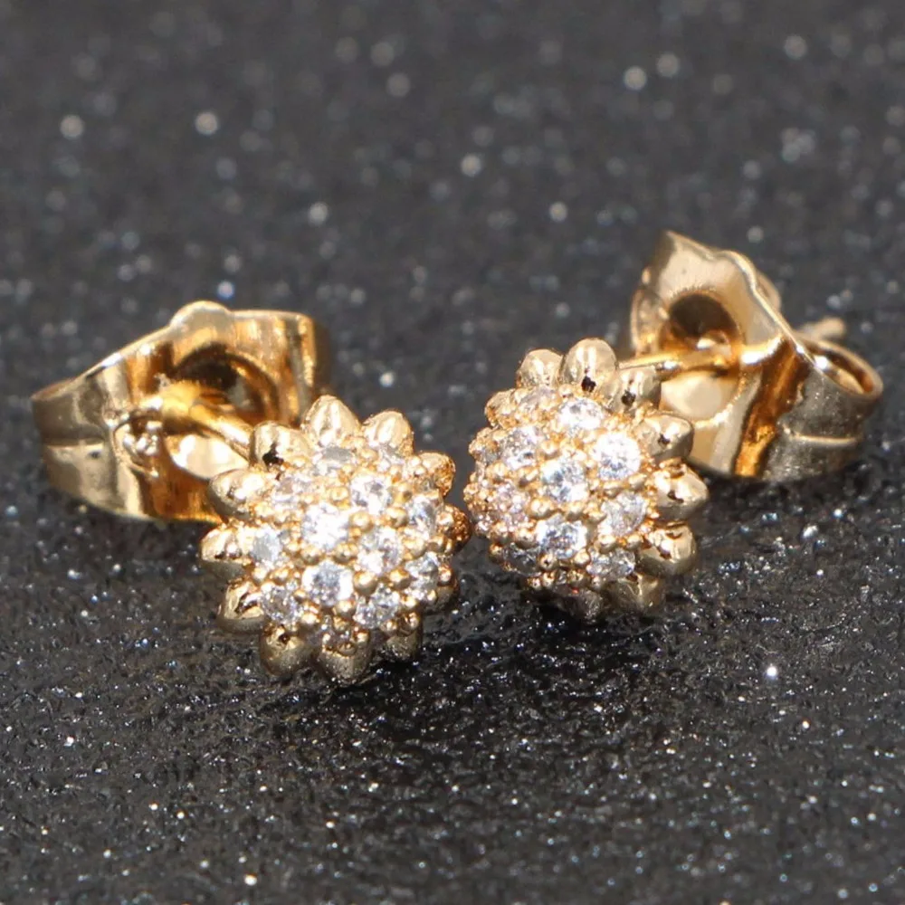 Женские круглые серьги гвоздики HeeZen свадебные с кристаллами из чистого циркония