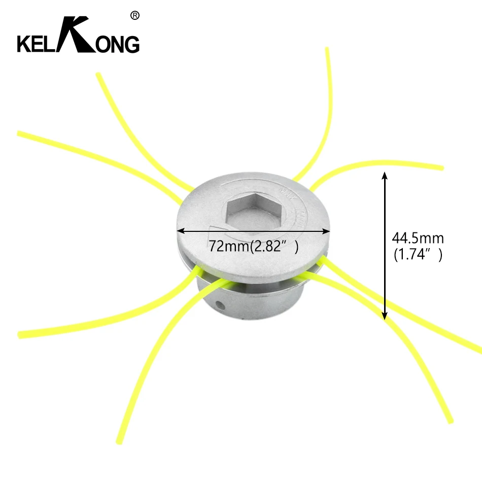 

KELKONG 1Pc Grass Trimmer Head Aluminum With 4 Line Brush Cutter Head Thread Nylon Grass Cutting Line Head for Lawn Mower Silver