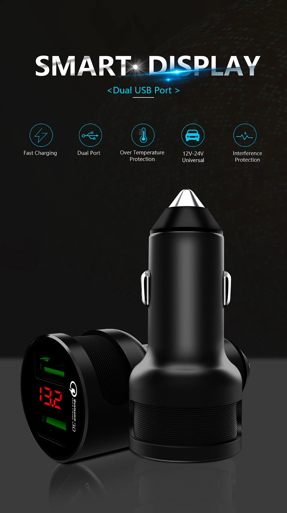 ASINA 36 Вт Dual USB быстрое зарядное устройство QC 3,0 Автомобильное Зарядное устройство для iPhone samsung мобильного телефона 5В 3A Быстрая зарядка для телефона Xiaomi huawei