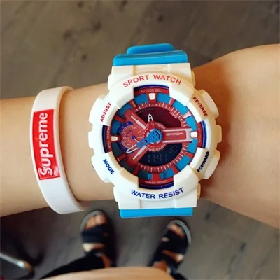 Colorful White SANDA Брендовые мужские цифровые часы водонепроницаемые мужские спортивные часы 3 бар водонепроницаемые уличные повседневные часы ударопрочный будильник - Цвет: Colorful White