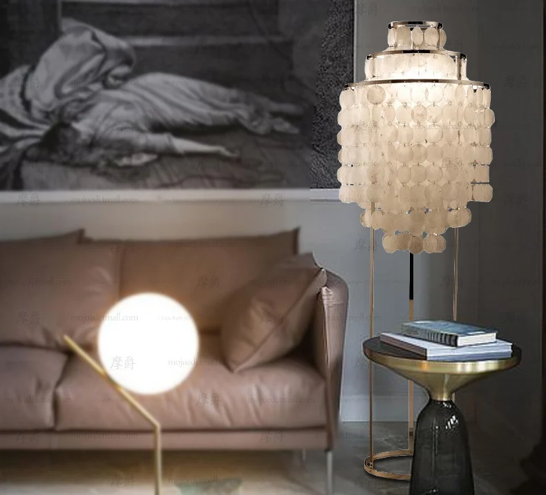 

Modern Minimalist white Shells Floor Lamp Bedroom dining room E27 110-220v standing lamp