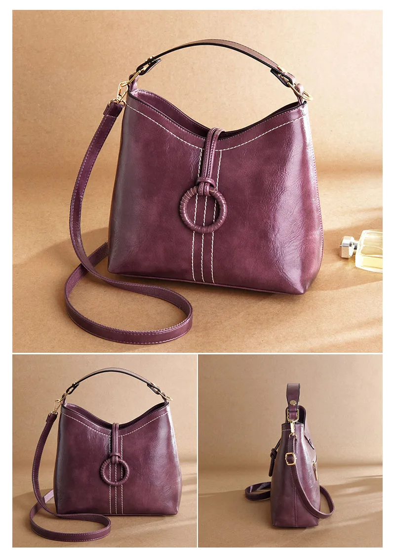 Rodful Винтаж Сумка для женщин масла кожа ведро женские сумочки дамы Ретро crossbody