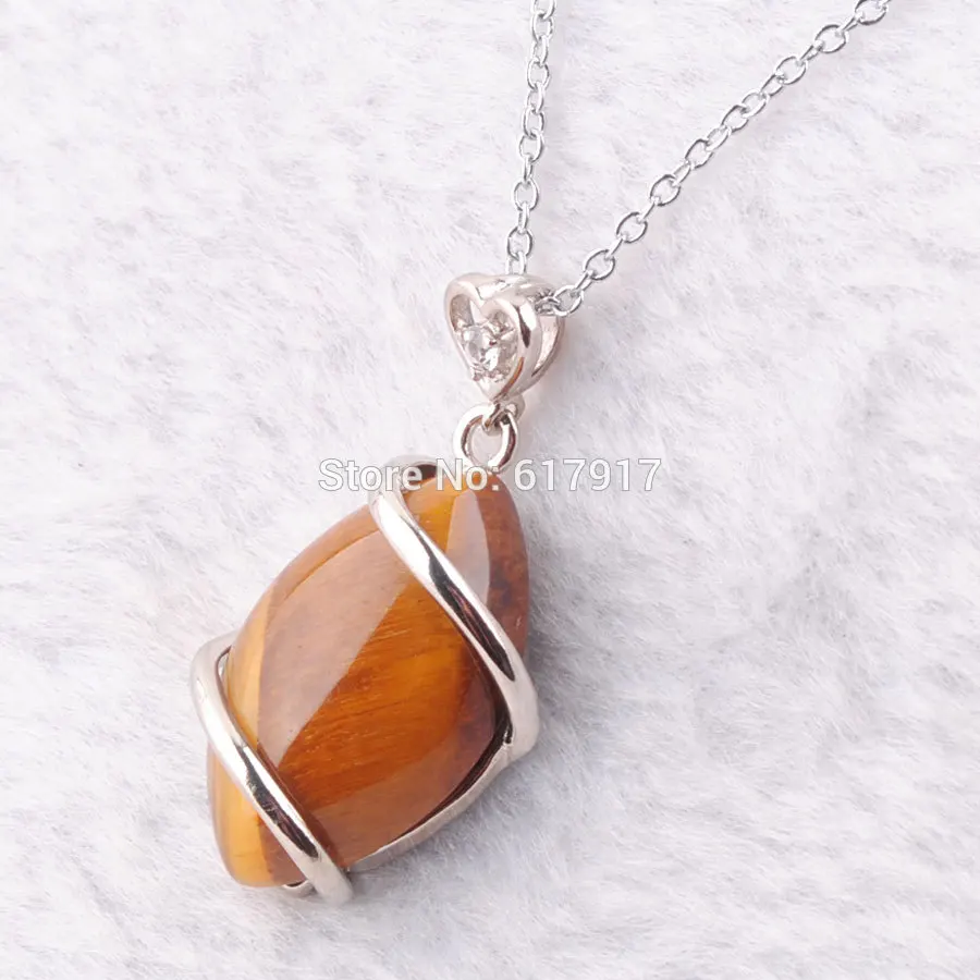 Pendant Chain RONGZUAN натуральный розовый кварц авантюрин кристаллы аметиста тигры глаз Лазурит Камень бисера ожерелье и кулон ювелирные изделия TBN322 - Окраска металла: Pendant Chain