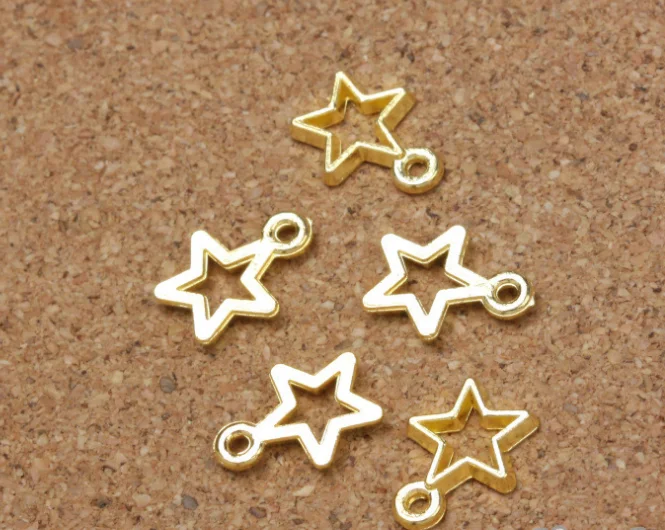 

80pcs charm five-pointed star gold Pendant 14x11x2mm 0.5gHandmade Jewelry Making DIY Supplies European Alloy accessories
