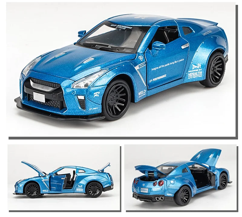 1:32 игрушечный автомобиль Nissan GTR металлическая игрушка гоночный из сплава литой и