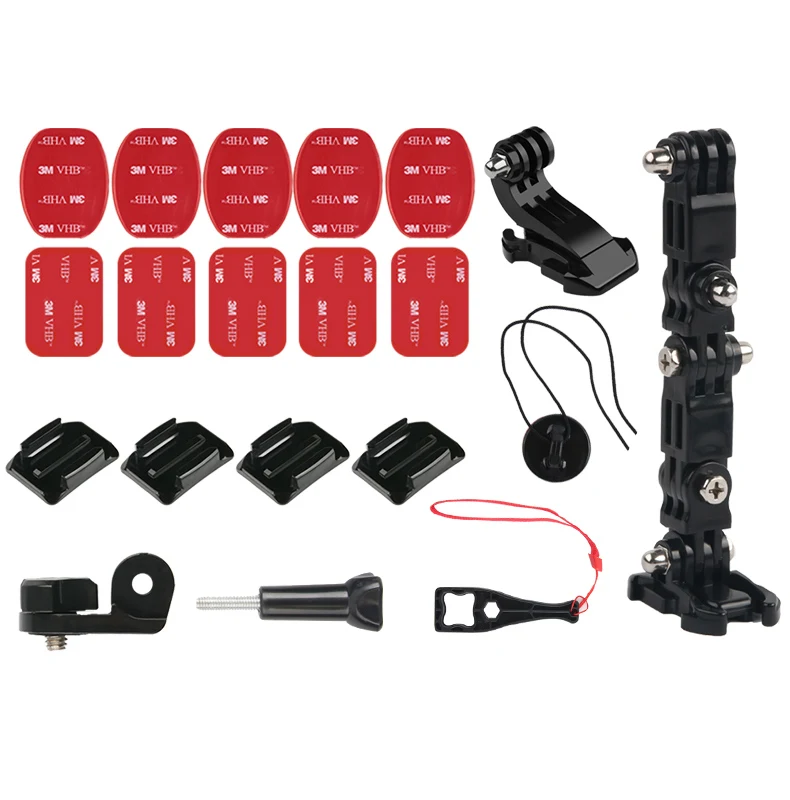 Package 3 Gopro аксессуары 4 способа поворотный стол Кнопка крепление Go Pro Hero 4 5 6 7 8SJCAM SJ4000 EKEN H9 H9R мотоциклетный шлем подбородок кронштейн - Цвет: Package 3