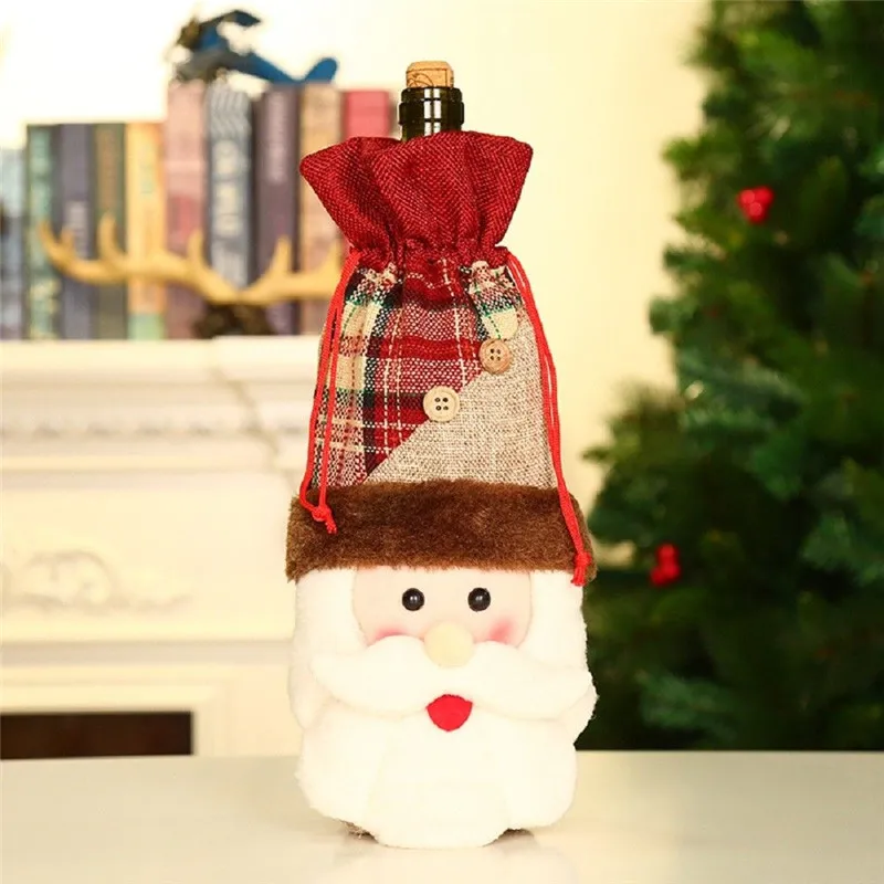 Santa Бутылки вина шампанского рождественские украшения Санта Клаус сумки подарки держатель год домашний декор - Цвет: Santa