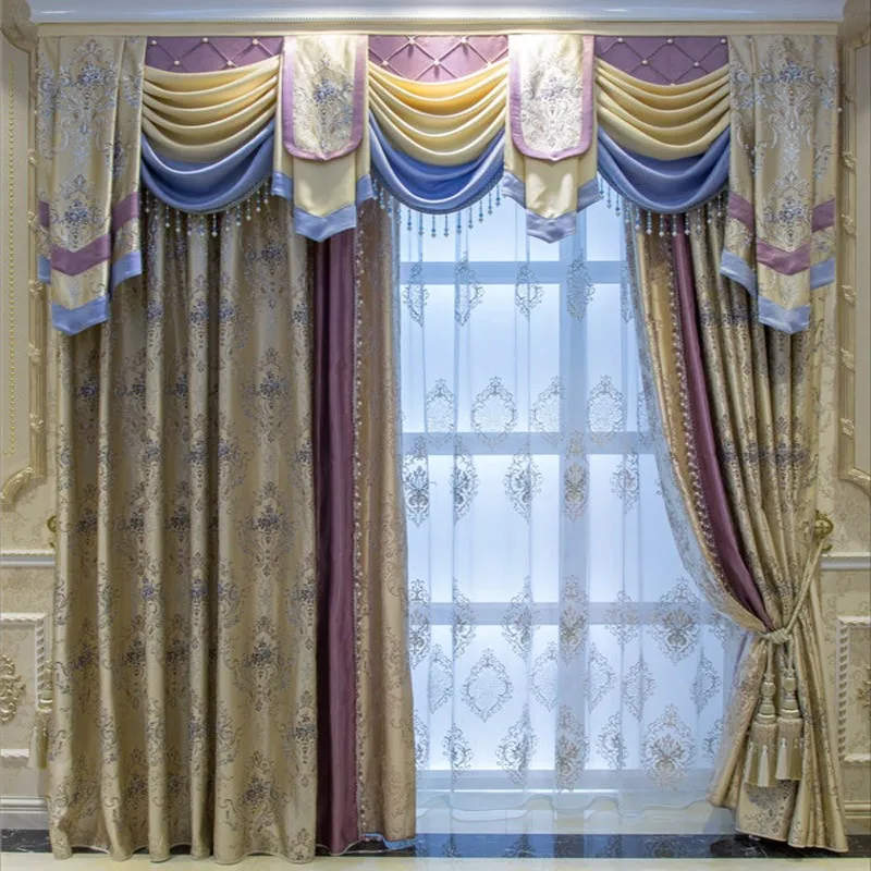 Желтый с зеленой вышивкой Лоскутные розовые шторы для отеля классические элегантные шторы для спальни золотой дизайн для гостиной
