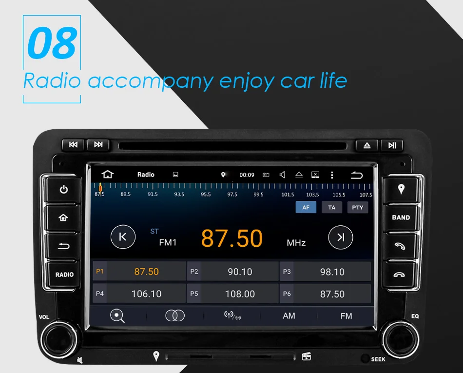 Eunavi Восьмиядерный Android 9,0 2 Din Автомобильный dvd-плеер для VW GOLF JETTA POLO TOURAM PASSAT B6 gps Navi Стерео Радио сенсорный экран usb