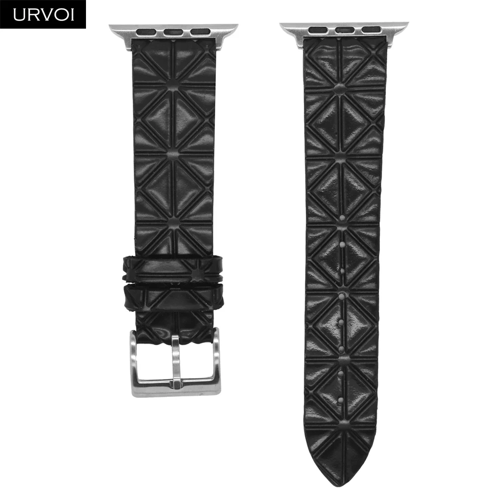 Matte black URVOI ремешок для apple watch серии 4 3 2 1 Искусственная кожа ремешок для iwatch ремень геометрическим узором современный дизайн 38/ 40/42/44 мм - Цвет ремешка: Matte black