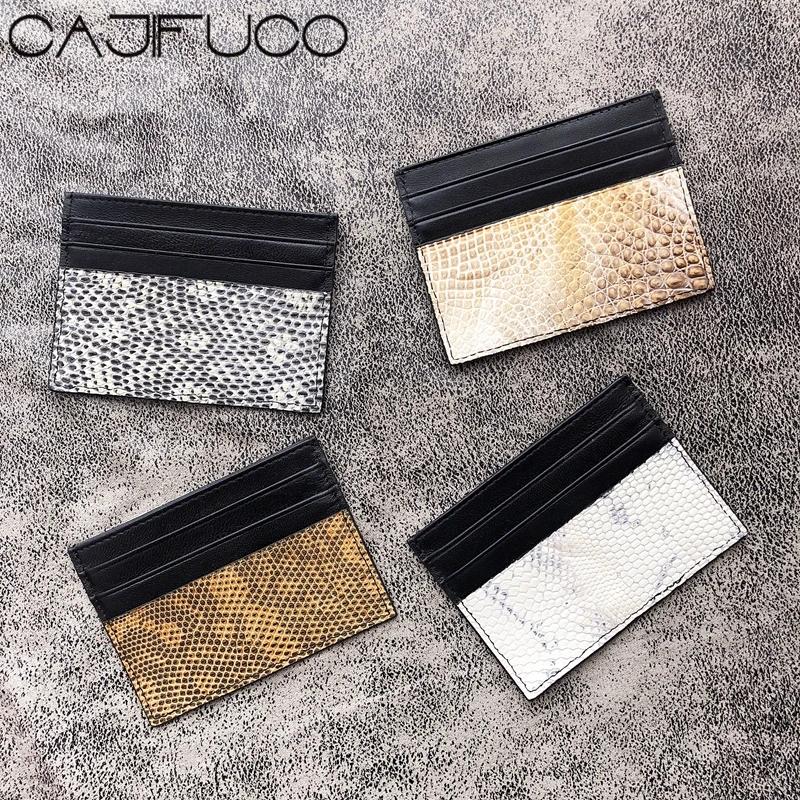 CAJIFUCO настоящая ящерица кожа Porte Carte ультратонкий держатель для кредитных карт из натуральной кожи для мужчин и женщин классический кошелек для монет