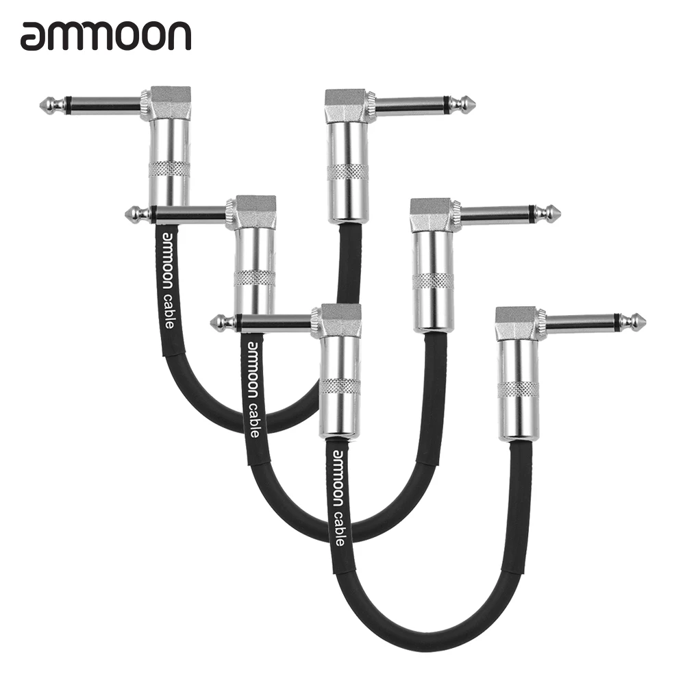 15cm Ammoon гитарная педаль эффектов инструмент патч-кабель 30 см/1/4 футов длиной 6,35 дюйма мм серебристо-правый(3 шт/6 шт опционально - Цвет: 15cm