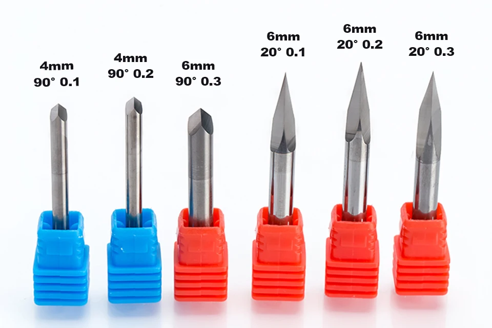HUHAO 1pc 4mm 6mm 3 Edge Carbide Pypamid bits 2A Good QUALITY CNC Engraving Bits Router Machine 3 face Stone Carving Tools