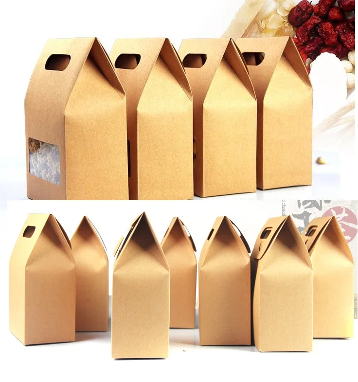 50pcs Kraft paper bags with window for gifts packing Brown bag food Wedding candy bags10*6*15.5cm | Дом и сад