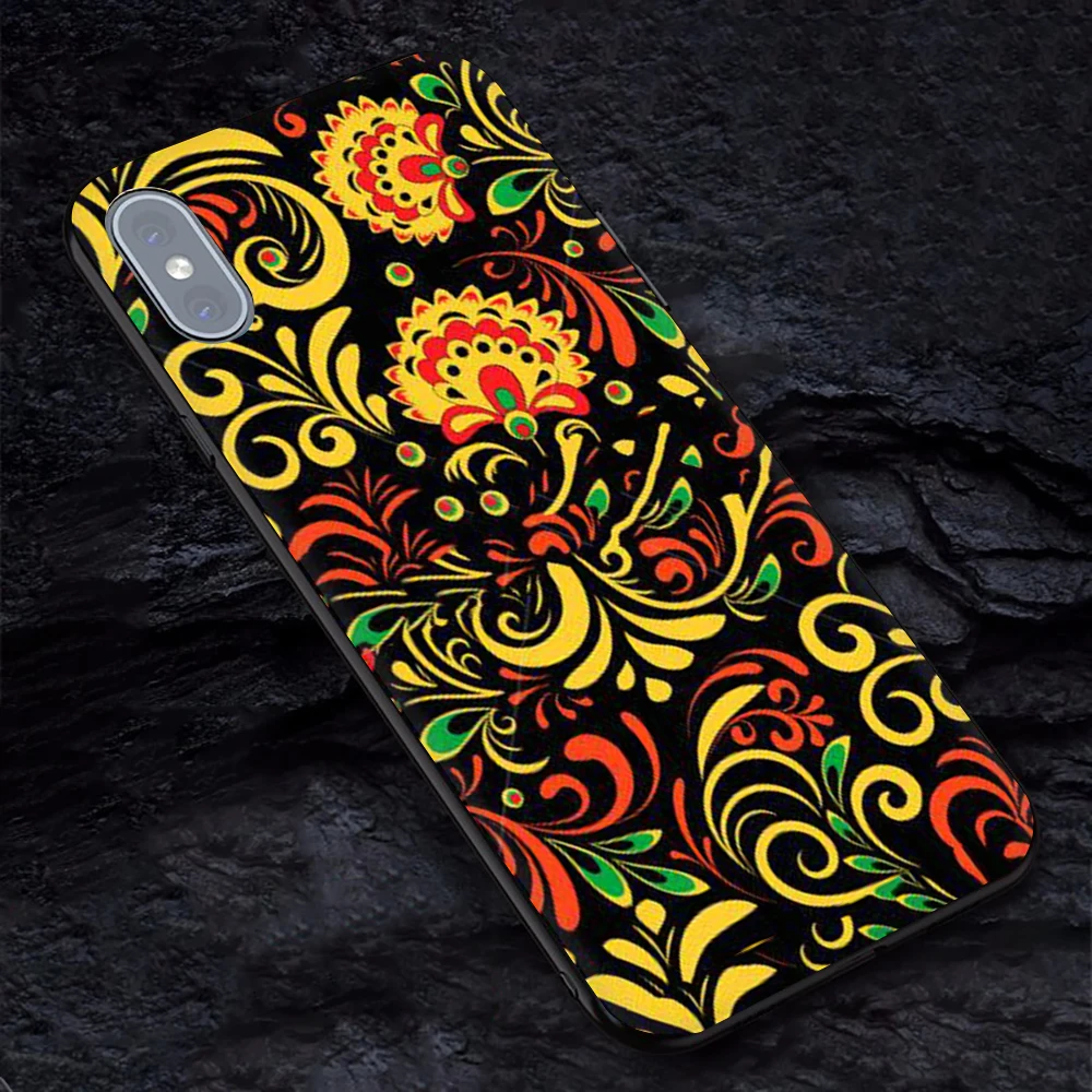 Khokhloma русский чехол для iphone 7 plus мягкий ТПУ телефона чехлы 6 6s X XR XS MAX coque fundas |