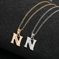 gift cursive 26 english initial alphabet n name necklace tiny english word initial letter monogram charm metal engagement