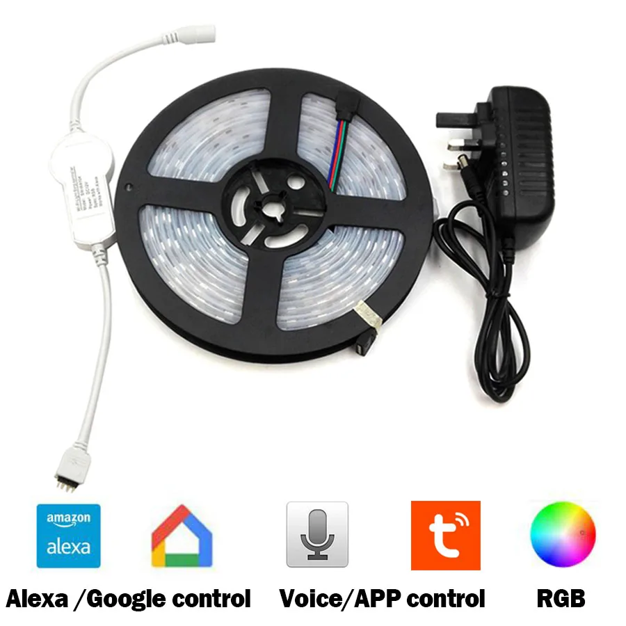 Светодиодный драйвер с 5 метрами Светодиодная лента RGB работает Alexa Google Home умная