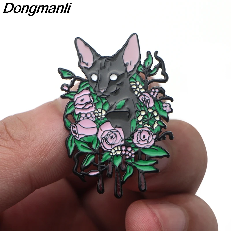 P3695 Dongmanli Sphynx Cat металлические эмалированные булавки и броши для нагрудных штифтов рюкзак сумки значок крутые подарки воротник ювелирные изделия
