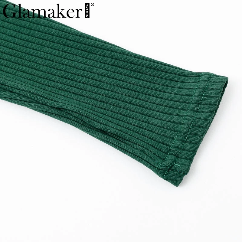 Glamaker красный вязаный боди с длинным рукавом для женщин Весна Лето Уличная Сексуальная боди вечерние Клубные короткие комбинезоны костюмы Новинка