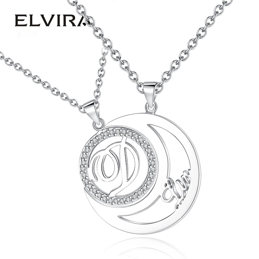Эльвира полумесяц и Защита от Солнца Кулон вензель Цепочки ожерелья 925 Щепка пары