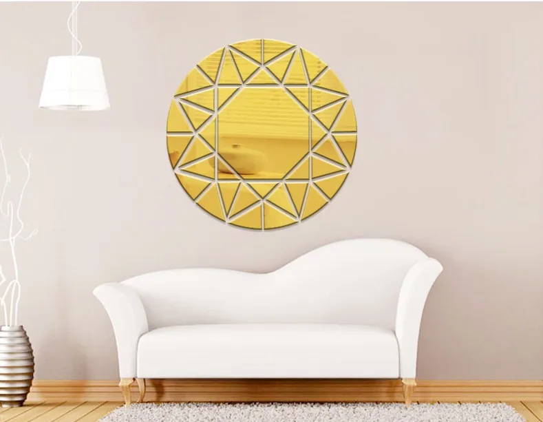 gold Креативные декоративные Серебристые зеркальные 3D Золотые настенные Стикеры для гостиной, спальни, крыльца, прохода, ТВ-фона, акриловые настенные Стикеры - Цвет: gold