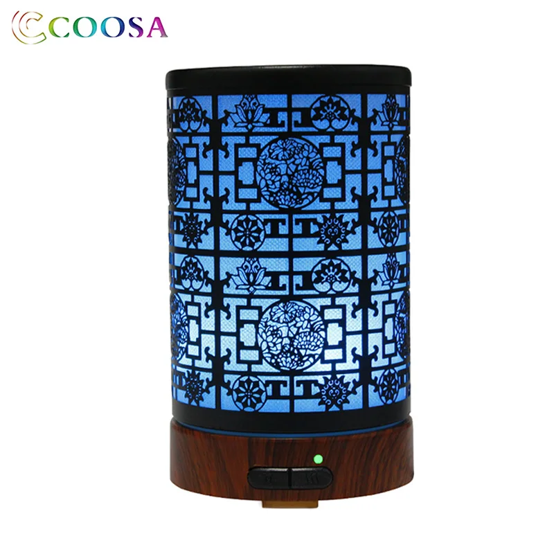 

COOSA Vintage Air Humidifier 100ml Aroma Ultrasonic Humidifier Hand Carved Metal Diffuser Waterless Auto-off Cool Mist maker