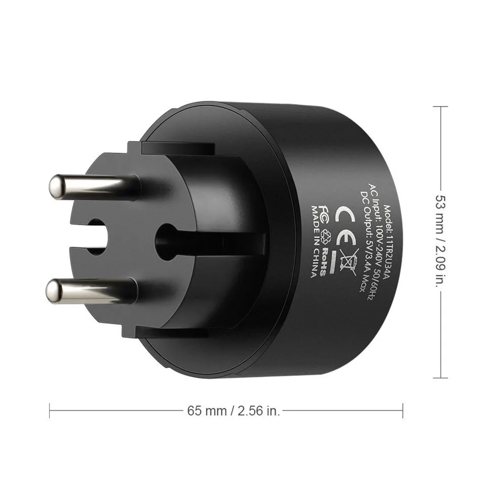 EasyAcc 3 4 A USB зарядное устройство 2 порта портативный двойной адаптер питания для