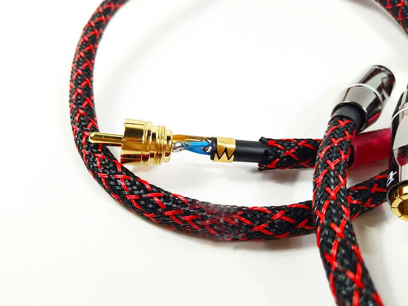 Hi-end кабель усилителя RCA провод 4N OFC позолоченный на чистой меди 2RCA штекер-штекер