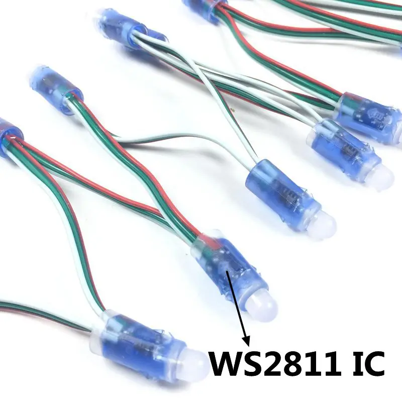 50 шт./блок DC5V WS2811 Светодиодный модуль пикселей, черный/зеленый/белый/RGW провода гирлянды Рождество праздник, адресуемый, IP68 водонепроницаемый