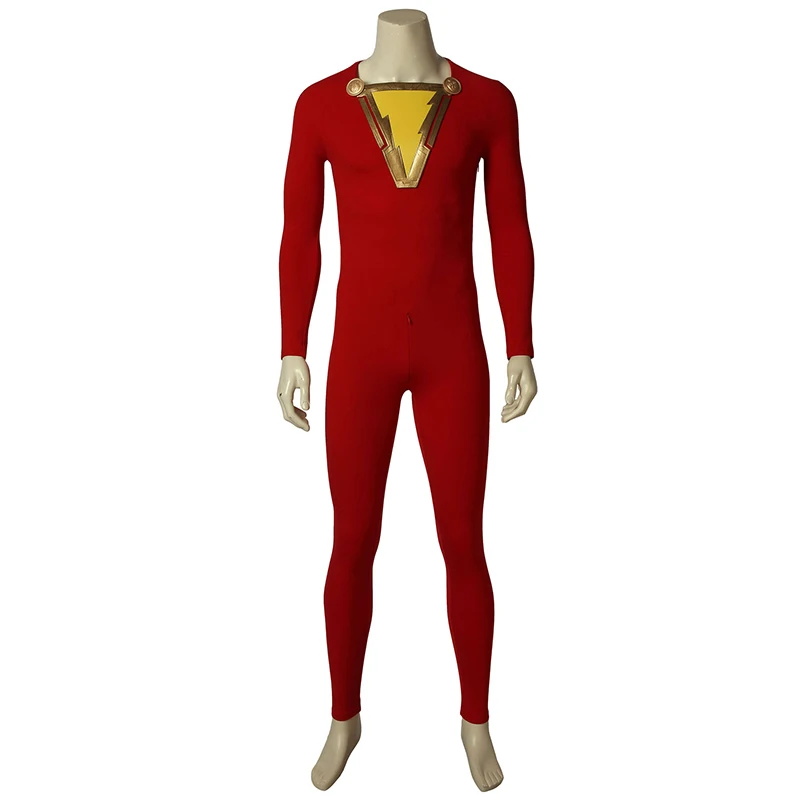 Jumpsuit Only Костюм капитана Марвел шазама для косплея, комбинезон Billy Batson, плащ Zentai, Супергерой, реквизит для взрослых, наряд для вечеринки на Хэллоуин - Цвет: Jumpsuit Only