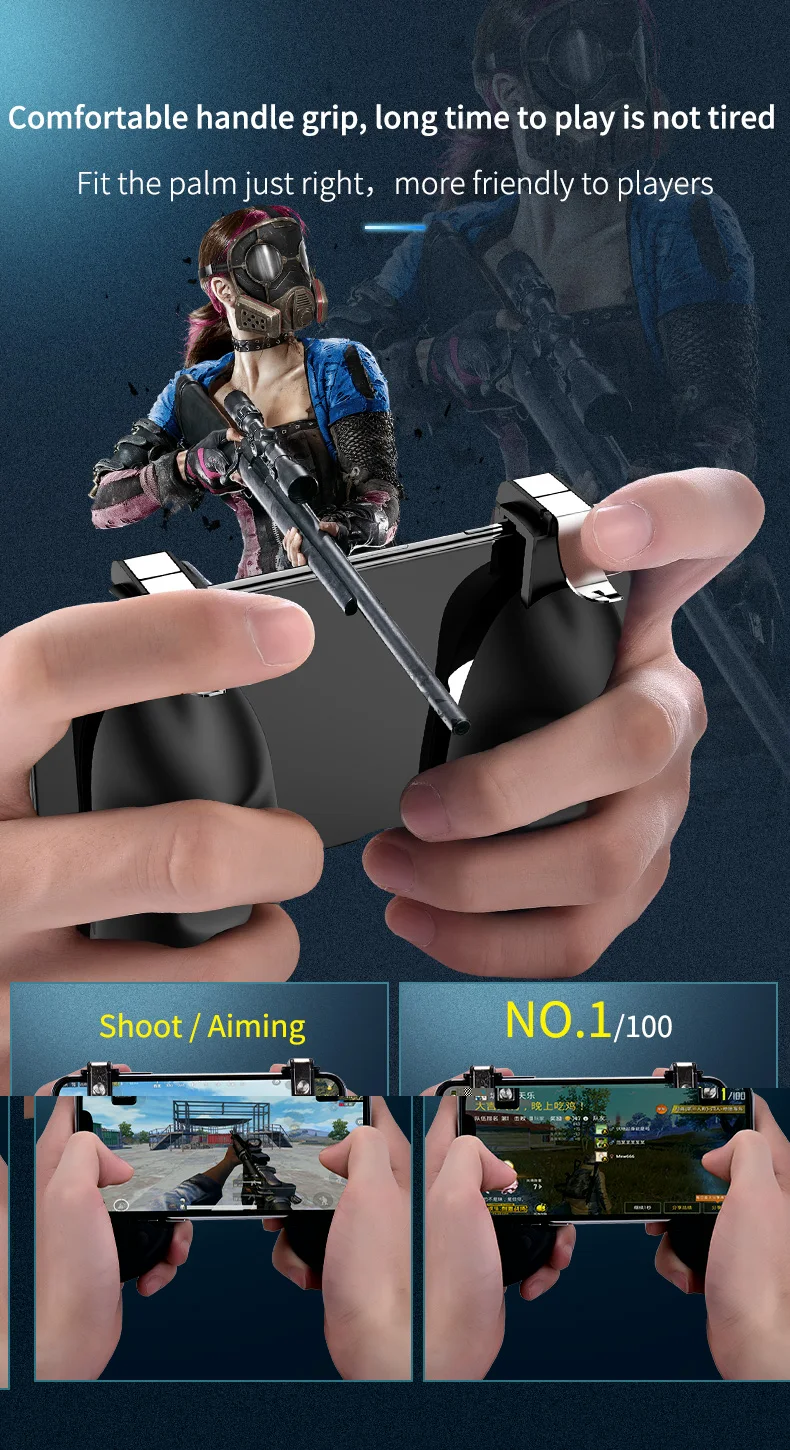 Игровой геймпад Pubg для IPhone, Android, игровой контроллер L1R1, шутер, триггер, кнопка огня, джойстик, держатель для телефона, универсальный