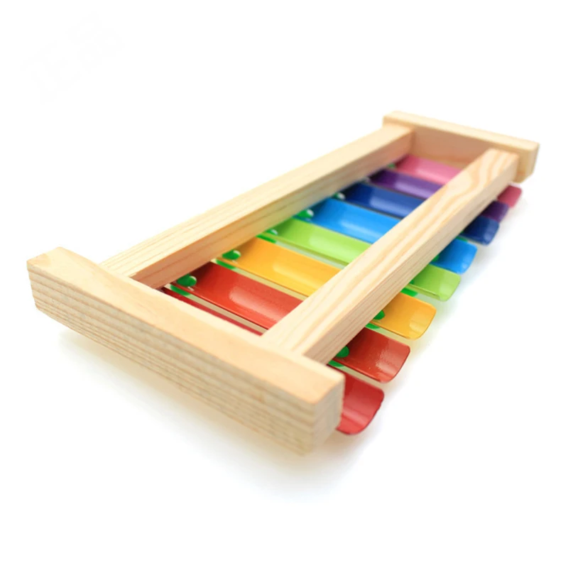 Деревянные ксилофон музыкальный инструмент 8 тонов игрушки многоцветный для