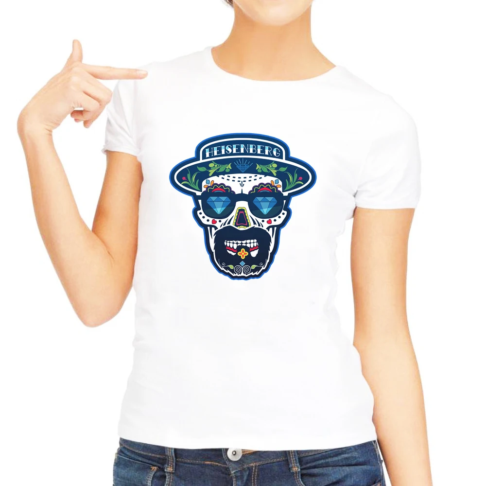 Модные Mr белый мультфильм печатных Для женщин футболка короткий рукав Breaking Bad