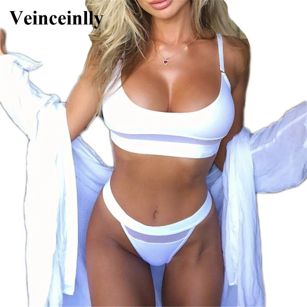 2018 сексуальное пуш-ап бикини белый черный купальник 2 предмета со средней