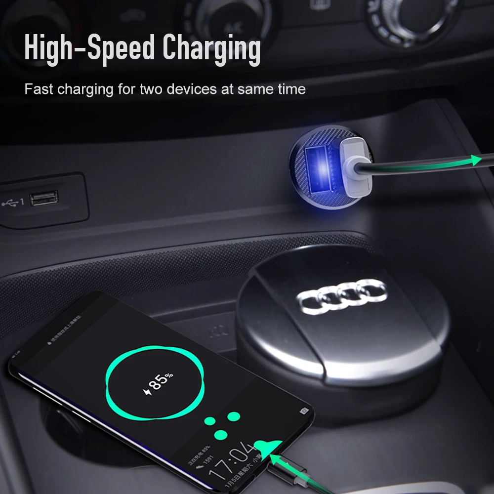 ROCK Dual USB Mini Автомобильное зарядное устройство 3.1A автомобильное Авто Зарядка 2