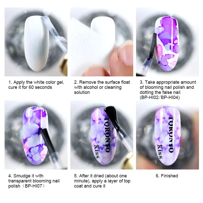 BORN PRETTY 6ml Blossom Nail Polish Magic Blooming Effect Whiter Purple Flower Nail Art Varnish Manicure DIY Design